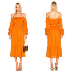 Nicholas Linen Blend Belted Pleated Prairie‎ Dress Size 16